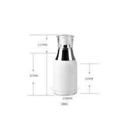 2PCS White Refill Empty Acrylic Airless Pump Vacuum Bottle Jars Makeup Eye Cream Lotion Emulsion Toiletries Liquid Storage Containers Cosmetic Travel Packing Dispenser(50ml/1.7oz)