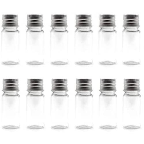 12Pcs 10ml/20ml Empty Refillable Clear Plastic Bottle with Aluminum Screw Cap Travel Small Container (10 ML)