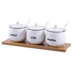 Mini Spice Jars Ceramic Spice Jar Set Home Creative Kitchen Three-piece Set