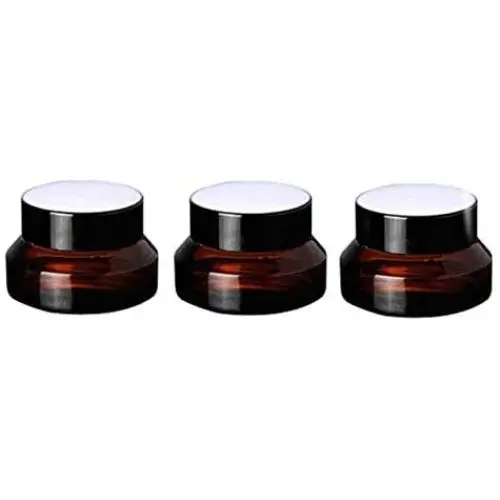 Bouteilles en verre ambrées inclinées de 15g/20g/30g, pots rechargeables avec couvercle noir pour crème, baume, DIY beauté, huiles essentielles (Pack de 3) (15g) Bouteilles en verre ambrées inclinées de 15g/20g/30g, pots rechargeables avec couvercle noir pour crème, baume, DIY beauté, huiles essentielles (Pack de 3) (15g)