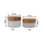 2 Pcs Empty Upscale Refillable Frosted Glass with Bamboo Lid Cosmetic Jar Bottle Storage Container for Cream Ointments (30 ML/1oz)