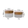 2 Pcs Empty Upscale Refillable Frosted Glass with Bamboo Lid Cosmetic Jar Bottle Storage Container for Cream Ointments (30 ML/1oz) 2 Pcs Empty Upscale Refillable Frosted Glass with Bamboo Lid Cosmetic Jar Bottle Storage Container for Cream Ointments (30 ML/1oz)