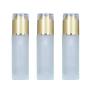 3PCS Empty Refill Upscale Portable Forsted Clear Glass Lotion Pump Bottles Jars with Gold Cap Cosmetic Makeup Travel Packing Storage Containers for Essential Oil Face Cream Toiletries Toner Liquid