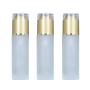 3PCS Empty Refill Upscale Portable Forsted Clear Glass Lotion Pump Bottles Jars with Gold Cap Cosmetic Makeup Travel Packing Storage Containers for Essential Oil Face Cream Toiletries Toner Liquid