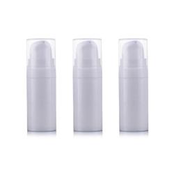 3PCS Lotion Container Jar Airless Pump Bottles Portable Plastic Mini Cream Lotion Liquid Storage Containers Jar Pots for Scrubs Oils Salves Creams Lotions Cosmetic Toiletries (10ml / 0.3oz)