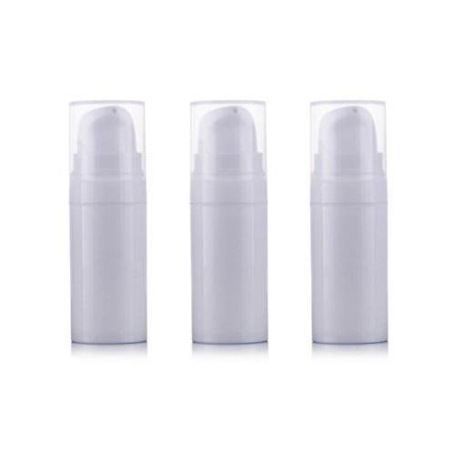 3PCS Lotion Container Jar Airless Pump Bottles Portable Plastic Mini Cream Lotion Liquid Storage Containers Jar Pots for Scrubs Oils Salves Creams Lotions Cosmetic Toiletries (10ml / 0.3oz)
