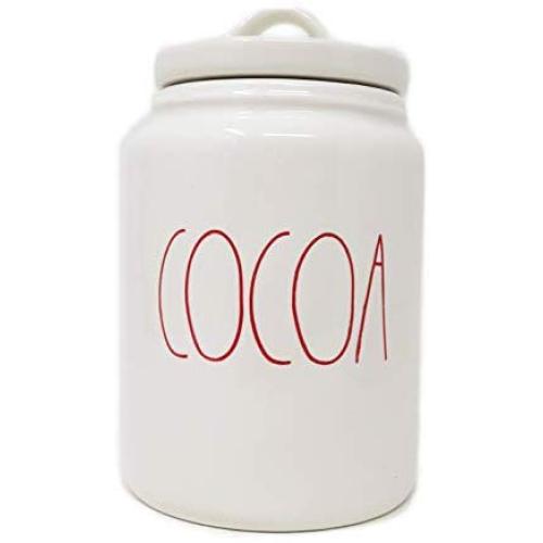 Rae Dunn By Magenta COCOA Ceramic LL Canister With Red Letters