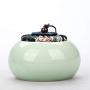 YTH-Box Ceramics Airtight Canister with Lid, Tea Cans Storage Container Jars for Spices Candy Tea Coffee Nuts Cereal-b 10x7cm(4x3inch)