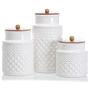 Faceted Classic White 11 x 5 Glossy Ceramic Storage Canisters Set of 3
