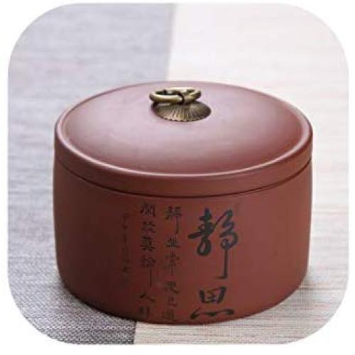 Purple Clay Tea Storage Jar Hand Painted Seal Tea Canister Coffee Beans Caddies Cans Decoration,D