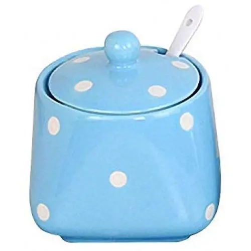 Ensemble de pots à sucre et de sel en céramique avec couvercle et cuillère - Idéal pour la maison et la cuisine. Ensemble de pots à sucre et de sel en céramique avec couvercle et cuillère - Idéal pour la maison et la cuisine.