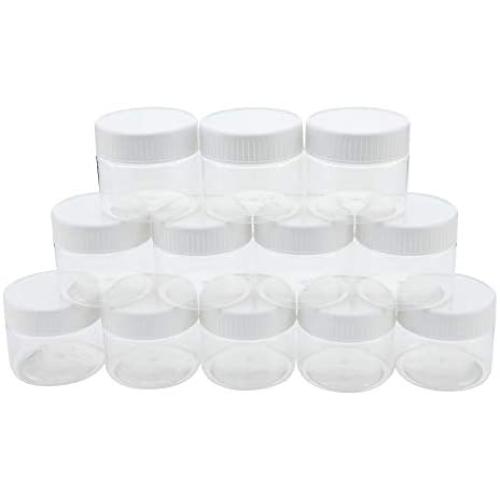 MHO Containers | Clear Refillable PET Containers, White Screw-On Lid, BPA/Paraben Free - 3.5 fl oz (104mL) - Set of 12