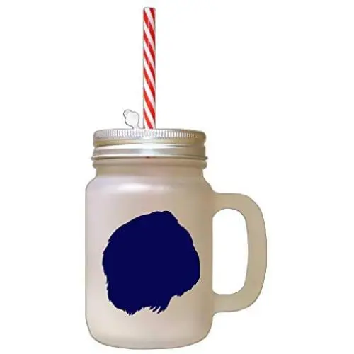 Navy German Longhaired Pointer Silhouette Frosted Glass Mason Jar With Straw Navy German Longhaired Pointer Silhouette Frosted Glass Mason Jar With Straw