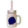 Navy German Longhaired Pointer Silhouette Frosted Glass Mason Jar With Straw Navy German Longhaired Pointer Silhouette Frosted Glass Mason Jar With Straw