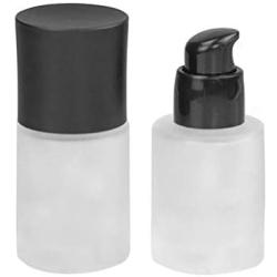 2 Pcs 30ML 1OZ Upscale Empty Refillable Frosted Glass Pump Bottle Liquid Foundation Container Dispenser Storage Vial Lotion Essence Emulsion Sample Case for Travel