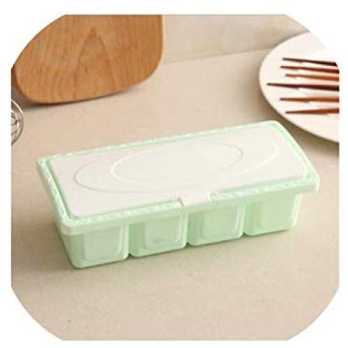 1pc Portable Kitchen Compartment Container Seasoning Box Condiments Storage Kitchen Seasoning Storage Box with Spoon 4 Spice Jar,As Photo Show2