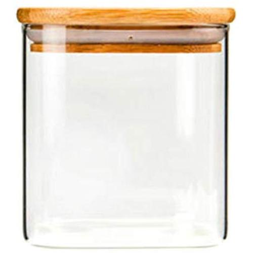 Eclenyes 2Pcs 100 x 100mm 550ml Square Glass Airtight Canister Transparent Storage Container with Lid