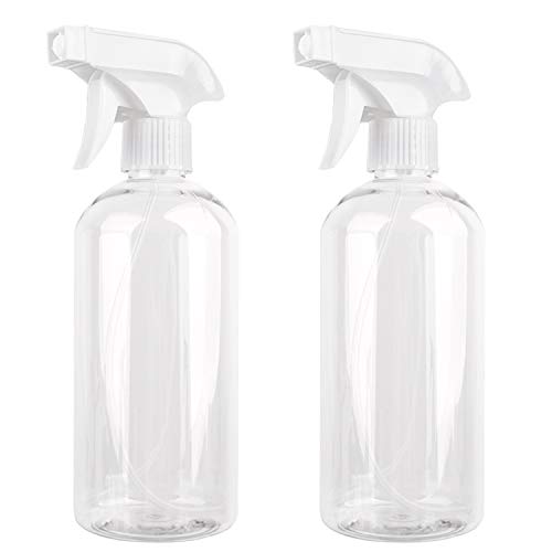 2 Pack Plastic Spray Bottles 17oz Refillable Sprayer with Mist and Stream Mode for Hair/Cleaning Solutions/Outdoor Indoor House Garden Plants, Squirt Bottle - Clear H 500ml