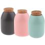 Flameer Pack 3, Kitchen Canister, Food Storage Container, Ceramic Pot Jar for Cereal Tea Sugar Serving Button Cork Stopper 800ml