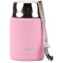 Minimal Vacuum Insulated Stainless Steel Food Jar Thermos Container with snack compartment and folding spoon 17 Ounce (Rose)