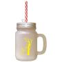 Yellow Tree Ghosts Boo Halloween Frosted Glass Mason Jar With Straw