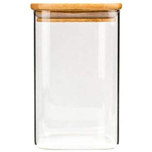 UPKOCH 1 pc Square Glass Jar Grain Canister Sealed Food Storage Container for Loose Tea Coffee Bean (550ml)