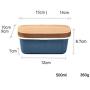 Kitchen Food Storage Jar Airtight Food Storage Butter Dish Multifunction Crisper Ice Cream Container Enamel Wooden Cover 2 Colours (Send Plastic Cover),Gray (Color : Blue)
