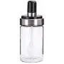 Glasgewürzbehälter von Loneflash, 5,7 x 2,36 Zoll, feuchtigkeitsbeständig, staubdicht, Küchenzubehör, Glas-Gewürzflasche, Salzbehälter mit Messlöffel (Transparent)