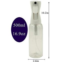 500ml Hair Mister Spray Bottle Continuous Pressurized 360 Fine Mist Water Sprayers Clear 16.9oz