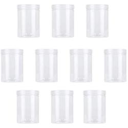 UPKOCH 10 pcs Food Storage Can Plastic Wild-mouth Sealed Transparent Container Storage Jar with Lid for Coffee Bean Honey Nuts (700ml)