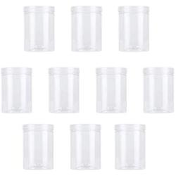 UPKOCH 10 pcs Food Storage Can Plastic Wild-mouth Sealed Transparent Container Storage Jar with Lid for Coffee Bean Honey Nuts (700ml)