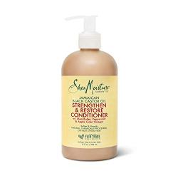 SheaMoisture Strengthen and Restore Rinse Out Hair Conditioner to Intensely Smooth and Nourish Hair 100% Pure Jamaican Black Castor Oil with Shea Butter, Peppermint and Apple Cider Vinegar 13 oz