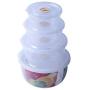 Round Crisper/Transparent Plastic Refrigerator Storage Box Food Grain Kitchen Grain Jars Meal Preparation Lunch Box Lunch Box Set Of 5 Food Storage Containers4 piece set (Color : Clear)