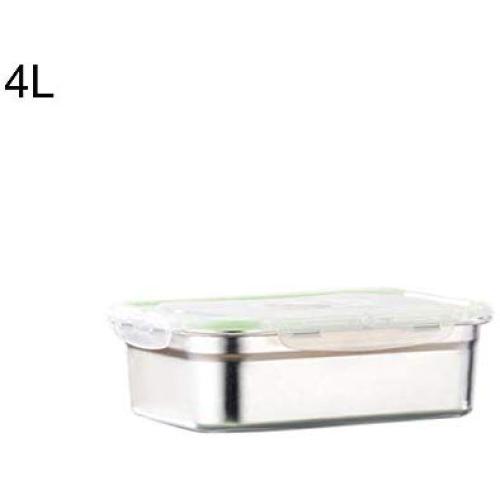 E-House Kitchen Storage Containers Meal Prep Food Containers Set Dry Goods Storage Jars 3/4/7/10/12L Leak Proof Stainless Steel Bento Box Rectangle Lunch Container - Silver 4l