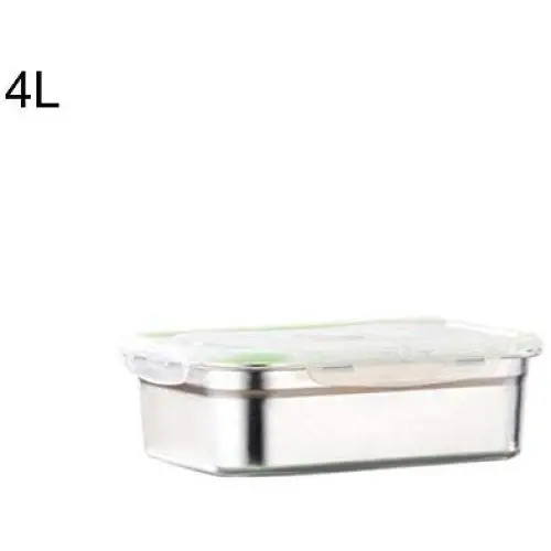 Boîtes de Rangement de Cuisine E-House, Boîtes de Repérage Alimentaire, Boîtes de Conservation en Acier Inoxydable, Boîte Rectangulaire Bento 4L Étanchée - Argent