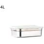 E-House Kitchen Storage Containers Meal Prep Food Containers Set Dry Goods Storage Jars 3/4/7/10/12L Leak Proof Stainless Steel Bento Box Rectangle Lunch Container - Silver 4l