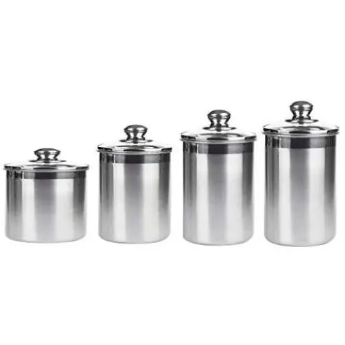 Food Storage Containers Jar 304 Stainless Steel with Lids Airtight Bpa Free Large, Cookie Jar Cereal Coffee Storage Containers Jar for Kitchen Pantry Organization Canister Candy Bulk, 4-Pieces Food Storage Containers Jar 304 Stainless Steel with Lids Airtight Bpa Free Large, Cookie Jar Cereal Coffee Storage Containers Jar for Kitchen Pantry Organization Canister Candy Bulk, 4-Pieces