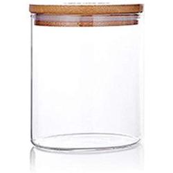 Volwco Clear Airtight Glass Jar with Lid Wide Mouth Kitchen Food Container - for Zero Waste Air Tight Preserving Jam, Spices, Coffee, Sugar & Herbs 8.5x10cm