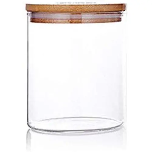 Volwco Klare Glasbehälter mit Deckel - Weite Öffnung Küchen-Lebensmittelflöscher - Für Zero Waste, Dichtverschlossen, zur Konservierung von Marmelade, Gewürzen, Kaffee, Zucker & Kräutern (8.5x10cm)