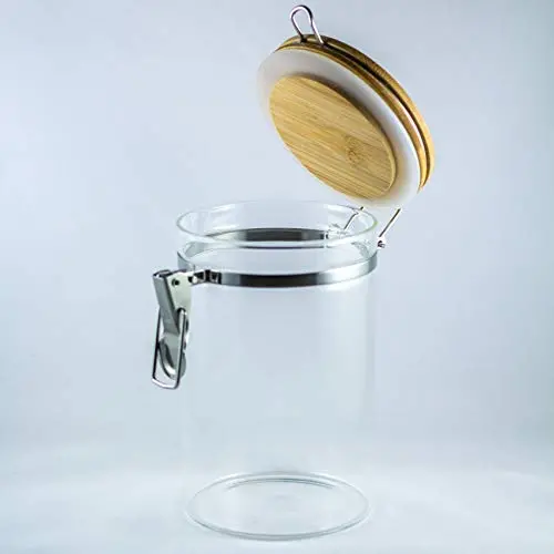 DR Goodies, Glass Storage Jar With Bamboo Airtight Lid, Leakproof Rubber Gasket And Lockable Clasp, Container For The Kitchen Or Pantry, Keeps Food Dry, Great For Cookies, Chocolates Or Snacks DR Goodies, Glass Storage Jar With Bamboo Airtight Lid, Leakproof Rubber Gasket And Lockable Clasp, Container For The Kitchen Or Pantry, Keeps Food Dry, Great For Cookies, Chocolates Or Snacks