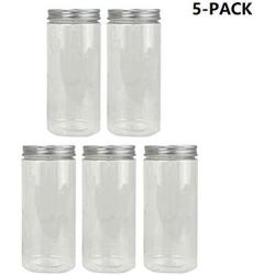 Raintoad 5 Bottles Sealed Transparent Plastic cans, Scented Tea Chrysanthemum Brown Sugar Food Plastic Packaging Jars