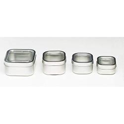 Bravada Square Spice & Food Storage Tins BPA Free Clear Window Secure Lid … 2/3 cup, Set of 6