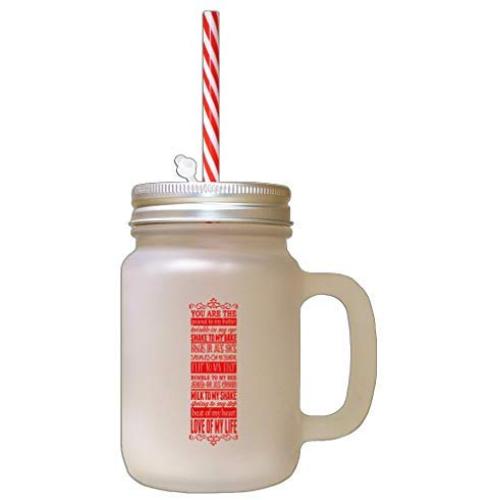 Red You Peanut Butter Twinkle In Eye Shake Bake Frosted Glass Mason Jar With Straw