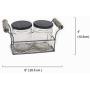 Tryer Vintage Farmhouse Rusty Zinc two Jar Holder Caddy Set with Side Handles and Large Jar Shakers for Salt and Pepper