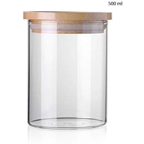 Tklets78 Kitchen Storage & Organization Safe Clear Borosilicate Glass Jar with Lid, Canister for Food 16.9 fl oz (500 ml)