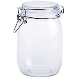 Clear Glass Candy Jar with Lid - Wide Mouth Preserving Jar Cookie Container Tea Storage Canisters Food Storage Container (1000 ML/34 OZ)