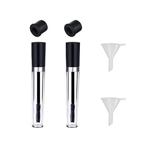 2er Set Leere Mascara-Tubes mit 8 ml, Gummistopfen und Siebtröpfen für DIY Kosmetik, ideal zum Befüllen mit Castoröl, inklusive 2 Tubes, 2 Stopfen und 2 Tröpfen