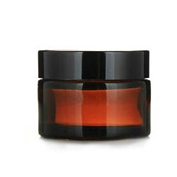 6PCS 10ml/0.34oz Upscale Amber Glass Jar with Liner And Black Screw Cap - Empty Refill Portable Cosmetic Face Cream Lip Balm Storage Jars Pot Container Travel Make up Packing Jar DIY Beauty Tool