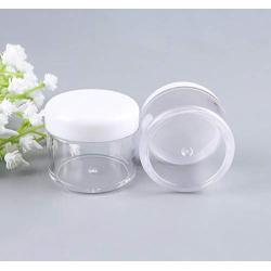 50PCS Transparent Empty Round Plastic Lotion Bottle Refillable Container Storage Tank Vial Jars Sample Packing Canister For Storing Facial Cream Loose Powder Eye Shadows Lip Balm Blush (20g/0.7oz)