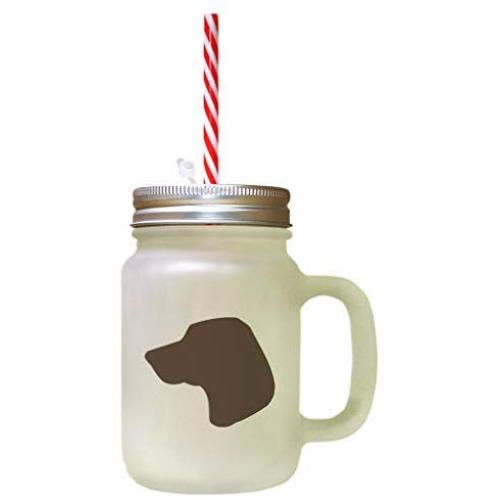 Brown Porcelaine Silhouette Frosted Glass Mason Jar With Straw